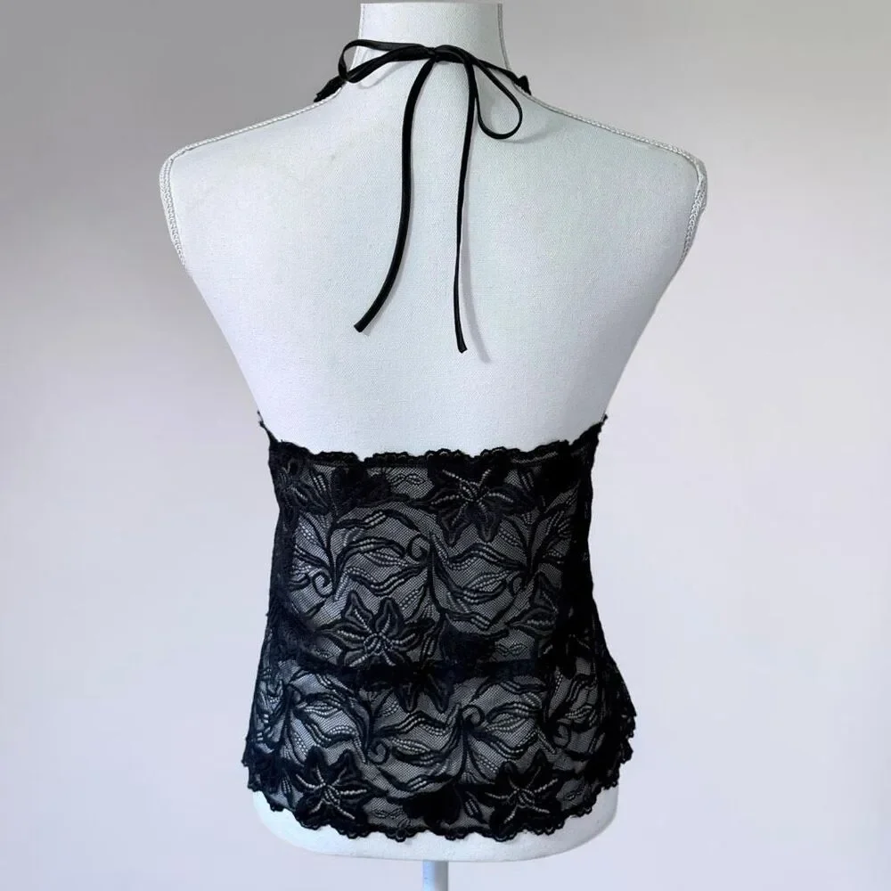 Lane Bryant Lingerie Black Lace Halter Top 22/24 3X